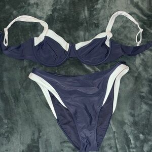 Abercrombie & Fitch Dark Blue and White Bikini Never Worn